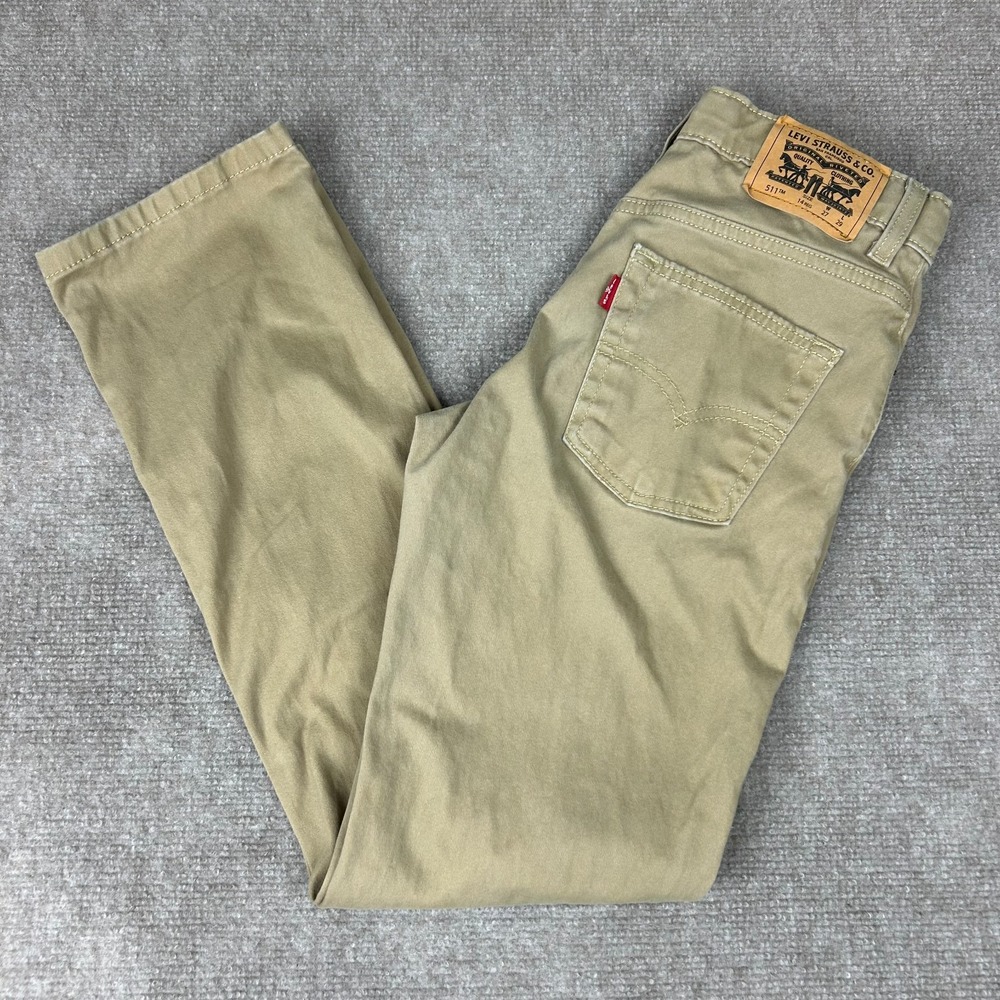 Levi's‎ 511 Sueded Chino Pants Boys 14 27x29 Khaki Cotton Slim Fit Straight Leg